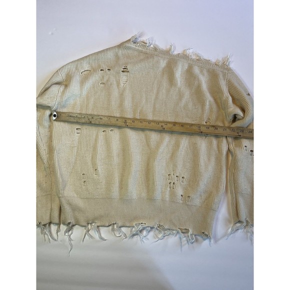 Bennettex womens pull over sweater distressed knit destroyed cream clr. BR - Picture 2 of 7